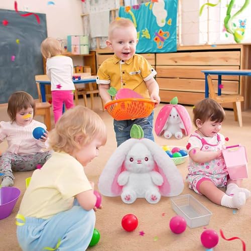 Image of Babique Reversible Bunny Rabbit with Chain Stuffed Plush Animal | Teddy Bear Soft Toy |Ideal for Birthdays & Special Occasions Girls /Boys, Baby Kids -Pink, 30Cm