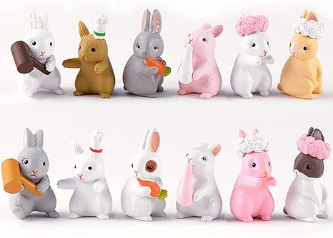 Amazon.com: MAOMIA 12 Pcs Rabbit Figures for Kids, Bunnies Toy Set Cake ...