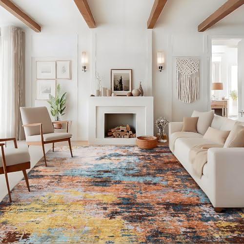 GarveeHome Colorful Rug 9x12 Large Neutral Dining Room Rug with
