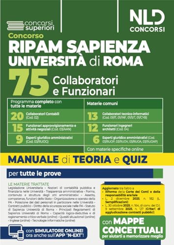 Concorso Università La Sapienza Università di Roma Ripam per 75 Collaboratori e funzionari, Manuale unico per tutti i profili completo di teoria e test. Con espansione online