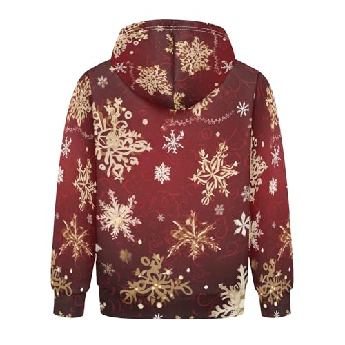 Kids Hoodies Sweaters Christmas Xmas Snowflake Hooded Sweatshirts with Big Pockets for Boys Girls B04003802