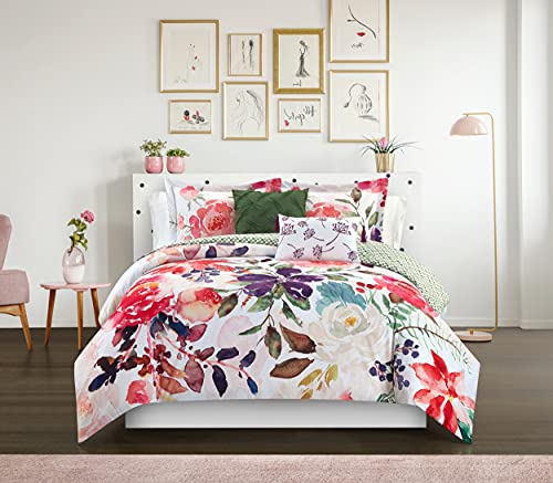 Chic Home Philia 4 Piece Reversible Comforter Set Floral Watercolor Design Bedding-Decorative Pillows Sham Included, Twin, Multi Color