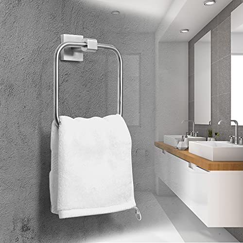 Houseaid Square Hand Towel Ring For Bathroom Stainless Steel Towel Holder Modern Hand Towel Hanger Wall Mounted Brushed Nickel #TOP1