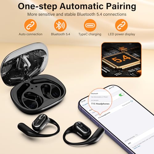 Image of vnilrgle Open Ear Earbuds 5.4 Bluetooth Headphones(Black)
