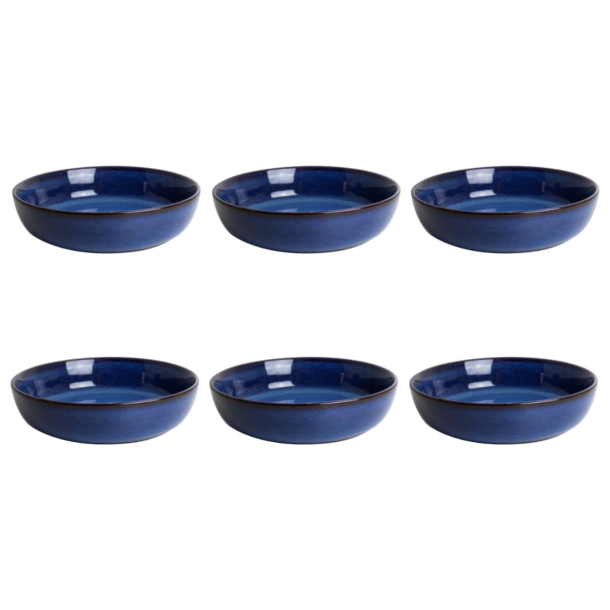 Artime Lot de 6 Assiettes Creuses, Assiettes en Céramique Unies et Bleues, Vaisselle Chic, Contenance 900ml, Adapté Lave-Vaiselle et Micro-onde, Design Chaleureux