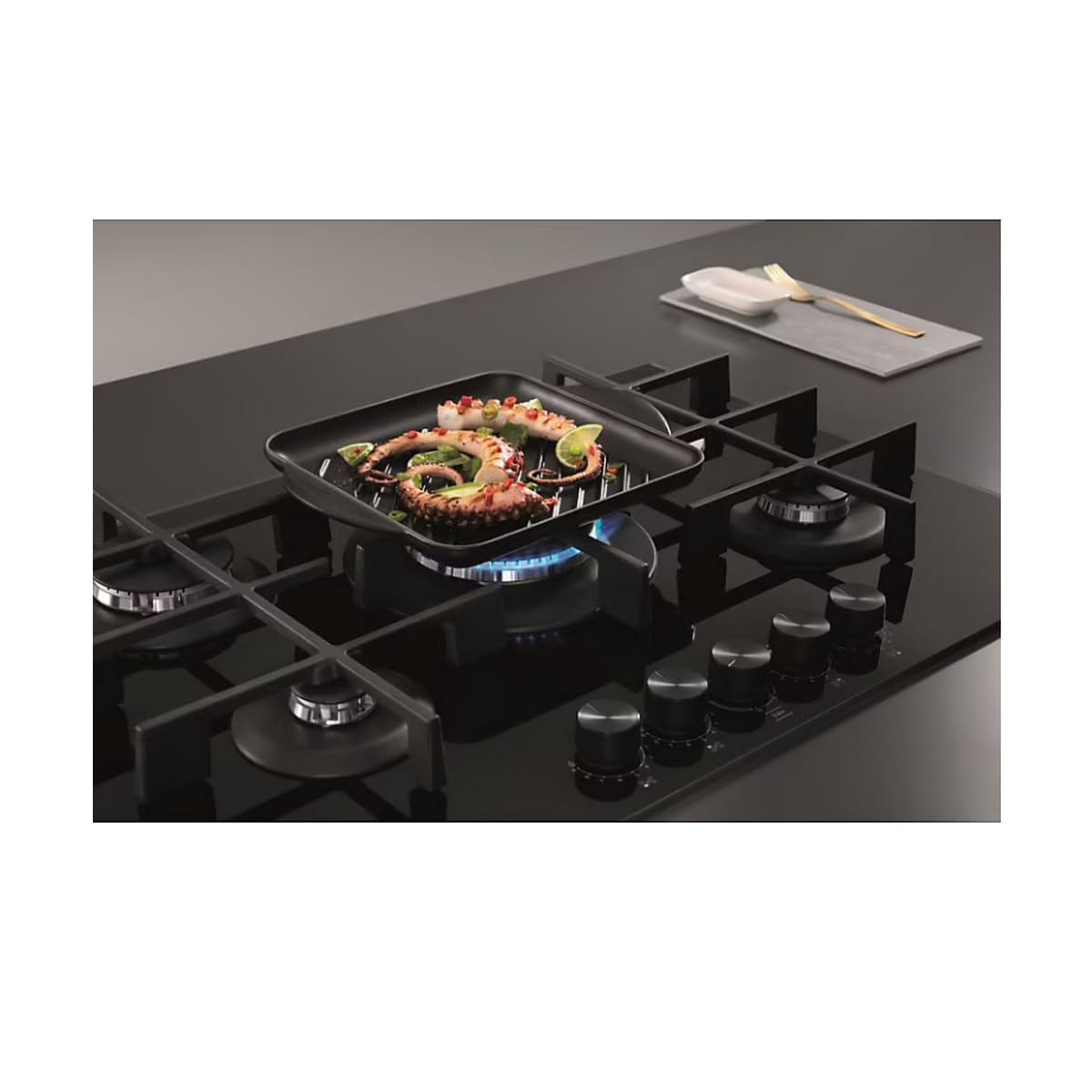 Piano cottura a gas Whirlpool | Modello GOWL758/NBFR | Gas su vetro | 73 cm | Tartufo nero | 5 fuochi a gas | vetro a specchio