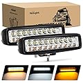 Nilight 15020F-B 2PCS 54W White/Amber Lights Bar 6 Inch Flood Fog Road Boat Driving Led Work SUV Jeep Lamp