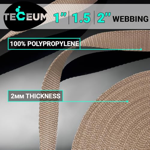 Image of TECEUM 3 /4 inch & 5 /8 inch & 1 inch & 1.5 inch & 2 inch Webbing - 10 25 50 Yards - 40+ Colors - Heavy Duty 1 Inch 1.5 Inch 2 Inch Backpack Straps - Webbing for Outdoors Indoors Crafting DIY
