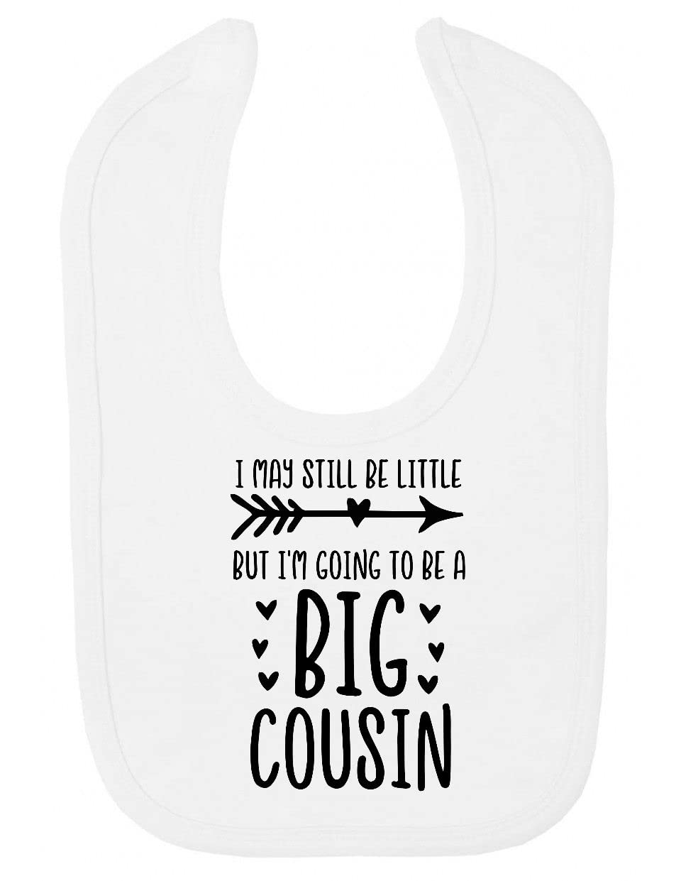 Miammo I may be little but I'm going to be a big cousin (pregnancy baby announcement) [BBY3] cotton baby bib - White