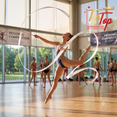 Image of Gymnastic Rhythmic Dancing Ribbon Streamer Stick (1 Piece) (Comet White)