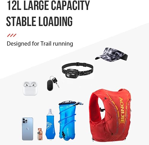 Miniatura 3 de AONIJIE Chaleco de mochila de hidratación para correr, 12L, de alta capacidad, ligero, para senderismo, camping, escalada
