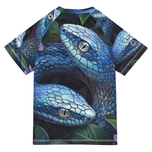 Kids Swimsuit Blue Snake Glasses Cartoon Sunscreen T-Shirts Swimwear Sets UPF 50+2