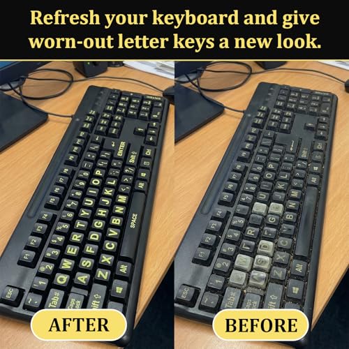 2 piezas calcomanías para teclado con letras grandes en inglés miniatura 4