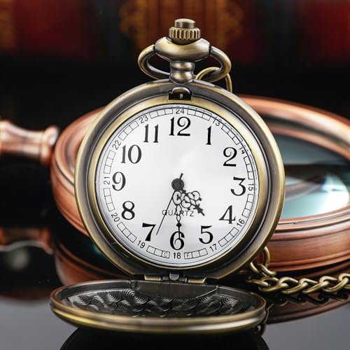 Image of Smooth Pocket Watch Alloy Steel Quartz Roman /Arabic Numerals with 37cm Chain for Father's Day Xmas Best Gifts