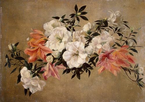 Pétunias Henri FantinLatour fleurs -4 peints à la main à l'huile sur toile