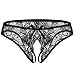 Deksias Women's Sexy Lace Underwear Open Crotch Thong Lingerie Panties (Black)