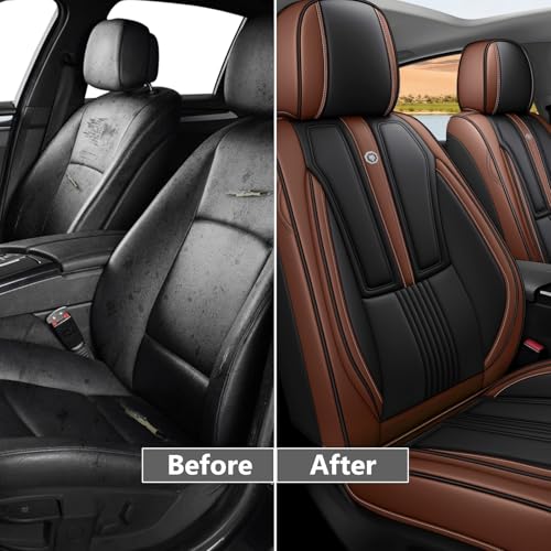 Image of Custom Car Seat Covers for Chevy Blazer 2019-2026,Easy install,Black Brown | nappa leather seat protector,full coverage seat covers,all weather seat cover,waterproof,anti-slip,easy clean,2 seat Standard