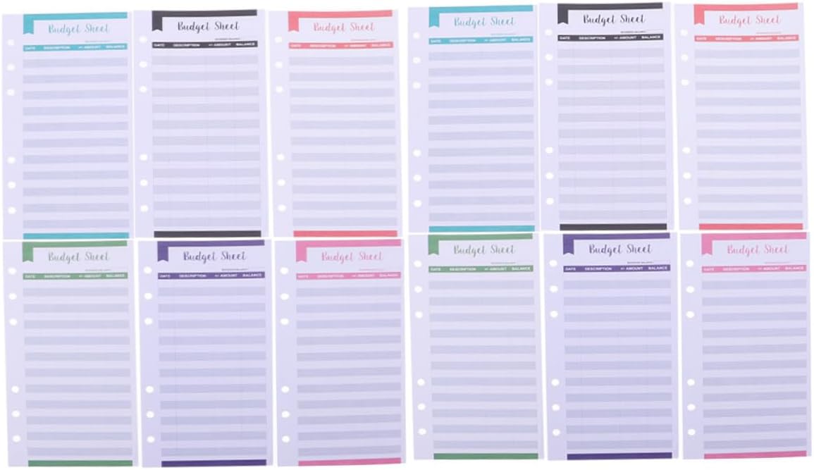 ARTIBETTER 24Pcs Budget Convenient Household Planner Papers Portable Budget Accessory for Home Travel Business Multi Color Expense Tracking Cards