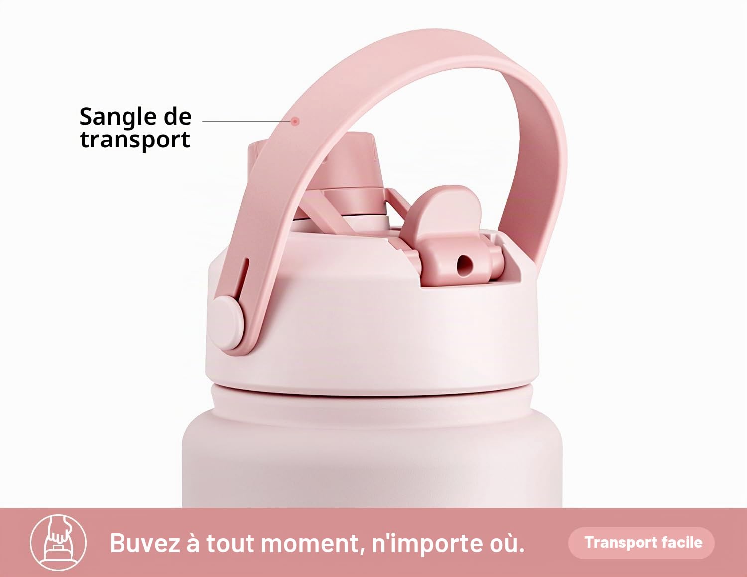 POWCAN Bouteille d'eau isotherme de 946 ml avec paille 2 en 1 et couvercle à bec verseur, garde au froid 24 h, anti-fuite, sans BPA, bouteille d'eau à double paroi en acier inoxydable pour sport, gym