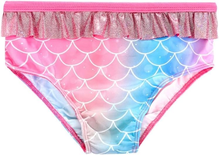 Dressy Daisy Girls Mermaid Bikini Swimsuit 2 Piece Halter Bathing Suit, Ruffle/Shell Top with Fish Scale Bottoms, Kids 4T-10