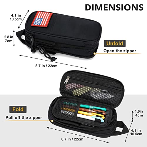 ATRIPACK Pencil Case Big Capacity High Large Storage Tactical Small Tool Pouch Bag Marker Pen Case Stationery Bag Travel Holder School College Office Organizer for Kids Men Women Adult Teens (Black) - Image 4