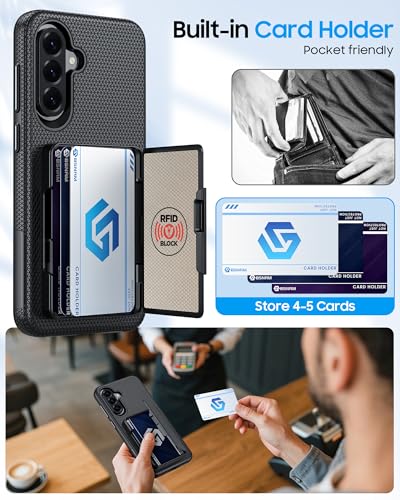 Image of BSNRM for Galaxy A37+A36+A56 5G Phone Case with Card Holder, Anti-Slip Textured, Military Grade Drop Protection Samsung A37 5g case, 14ft Drop Tested, TPU+PC Dual Layer Shockproof Cover for A37(Black)