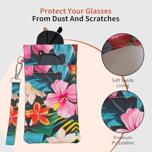 Image of Double Eyeglass Case Soft Dual Glasses Case for Women Men Travel Squeeze Top Sunglasses Cases Eyeglasses Pouch