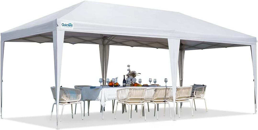 Quictent 10x20 Easy Pop up Canopy Tent Instant Canopy Shelter Waterproof with Roller Bag (White)