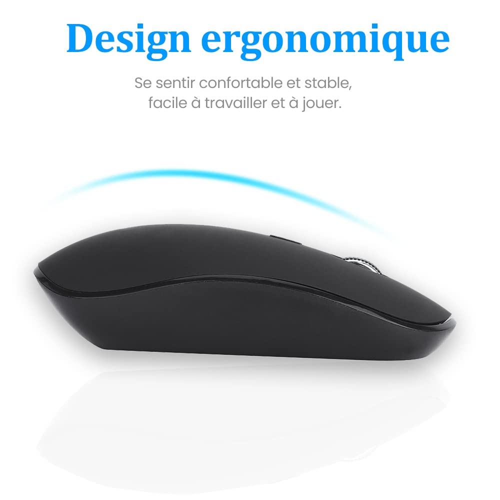 Impression Grand Format Pleine Grandeur 2.4G azerty Clavier et Souris sans Fil, Impression Grand Format surdimensionnée pour Les Malvoyants, Seniors, Enfants, Bureau et Usage