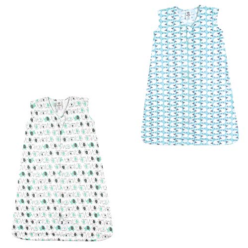 Image of Luvable Friends Unisex Baby Sleeveless Jersey Cotton Sleeping Bag, Sack, Blanket, Elephants Sheep Jersey 2-Pack, 12-18 Months