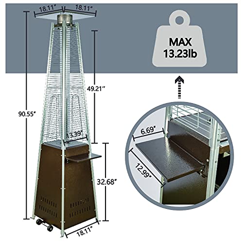 FOOWIN Pyramid Patio Propane Heater, 2 in 1 Patio Propane Heater with