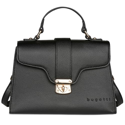 bugatti Mare 3.0 kleine Henkeltasche für Damen elegante Umhängetasche aus Kunstleder schwarz