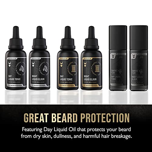 The Beard Struggle Tonic + Elixir Beard Oil Bundle - Gold Collection - Grooming Beard Oil - Softens, Moisturizers, And Strengthens Beard Growth - Pack Of 2, Asgardian Secret #TOP2