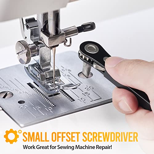 Stocking Stuffers Right Angle Screwdriver - Mini Ratcheting 90 Degree Offset Screwdriver Bit Set Edc Gear Pocket Screwdriver Low Profile Ratchet For Tight Space Sewing Machine Tool Gifts For Men Women #TOP4