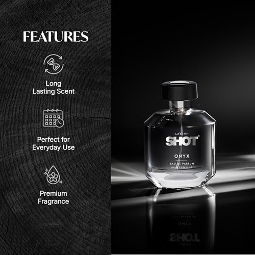 Image of Layer'r SHOT Onyx Eau De Parfum for Men, 100ml | Long-lasting woody spicy fragrance with black pepper, clary sage, fougere, cardamom, guaiacwood & musk notes.