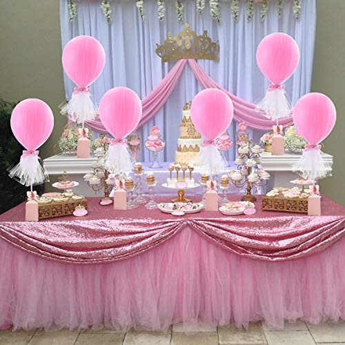 Pink Tulle Tutu Balloons With Candy Box For Baby Shower Centerpieces Girls Butterflies Birthday Party Wedding Table Decorations, With Inflate Balloons Pump, 6 Packs #TOP7