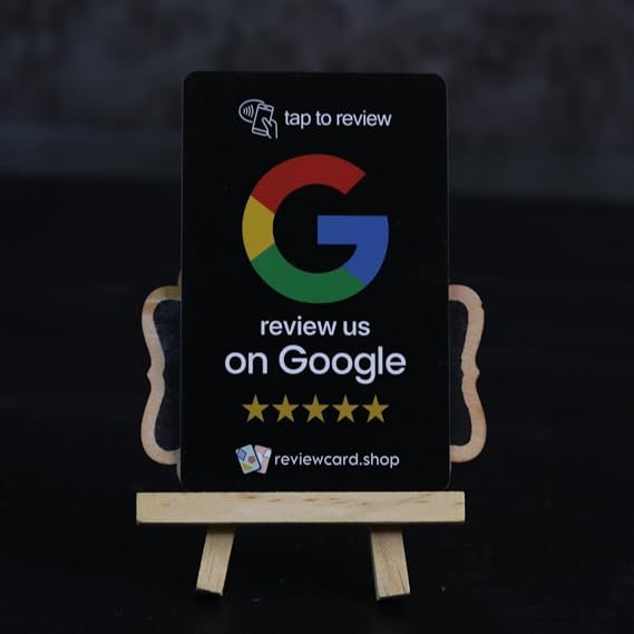Review Card | NFC Google Review Card - Boost your sales and rank at the top of the search. (Black, Regular)