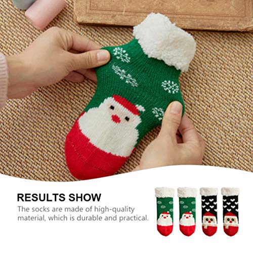 Toyvian 2 Pares Natal Bebê Inverno Meias Grossas Chão Infantil Meias Chinelos Meias Criança Feriado