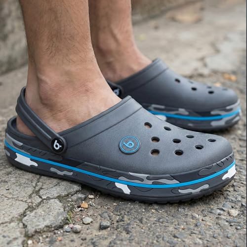 Image of KOBURG Lite Men's Super Stylish Clogs | Casual Walking Clogs | Sandals with Adjustable Back Strap for Men | Comfortable & Light Weight | Stylish & Anti-Skid | Waterproof | Gents /Boys KF-414