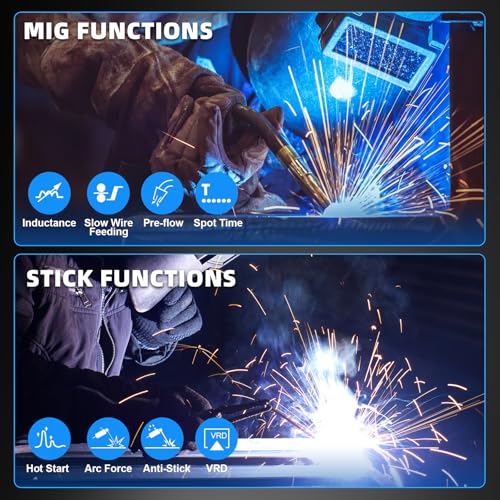 Image of AZZUNO Aluminum MIG Welder 200A 110V /220V, 8 in 1 Multi-process Welder Machine Aluminum MIG /Gas MAG /Gasless Flux Core MIG /Gas MIG /Spot MIG /Spool Gun Compatible /Lift TIG /Stick Welding