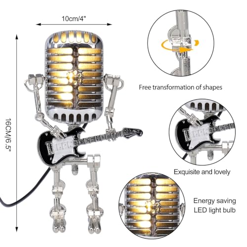 Lampe robot guitare jaune pour studio de musique et salon - 3