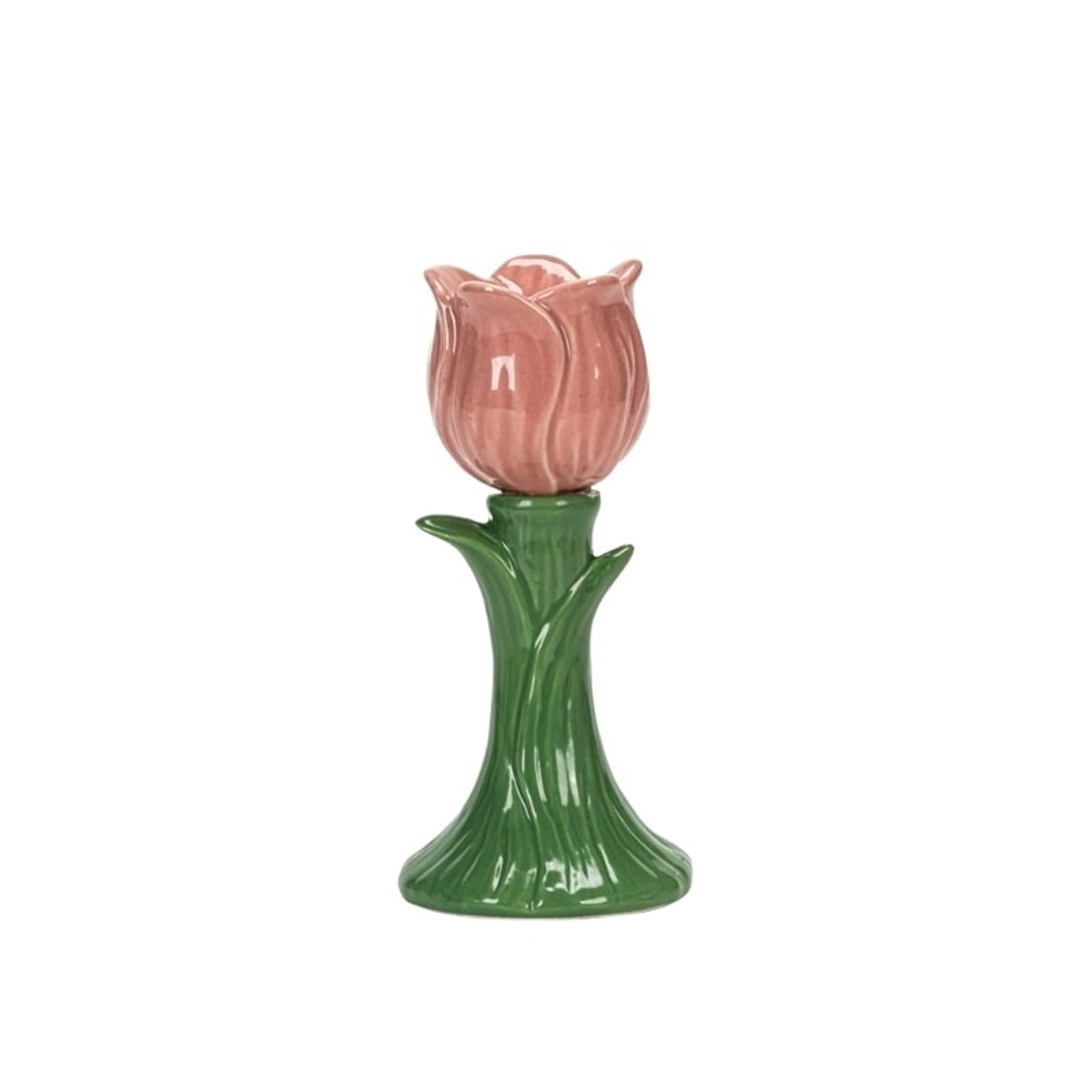 1Pair Creative Flower-shaped Ceramic Candlesticks, Desktop Decorative Items, Photography Props for Candle(Pink)
