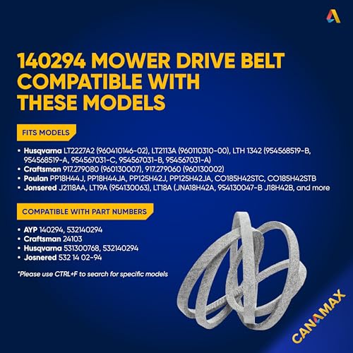 Image of 140294 Mower Ground Drive Belt - Fits 42 inch 44 inch Deck AYP Husqvarna Craftsman Ride Mower - Replaces 531300768 532140294 24103 140067 161597 | Aramid Cord | 1 /2 inch x 82 inch
