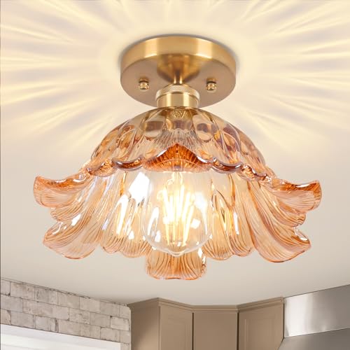 Loiogohot Semi Flush Mount Ceiling Light Hallway Vintage Lights E26 Fixture Ceiling Green 11 Vintage Light Fixtures for Closet Hallway Kitchen Dining Room