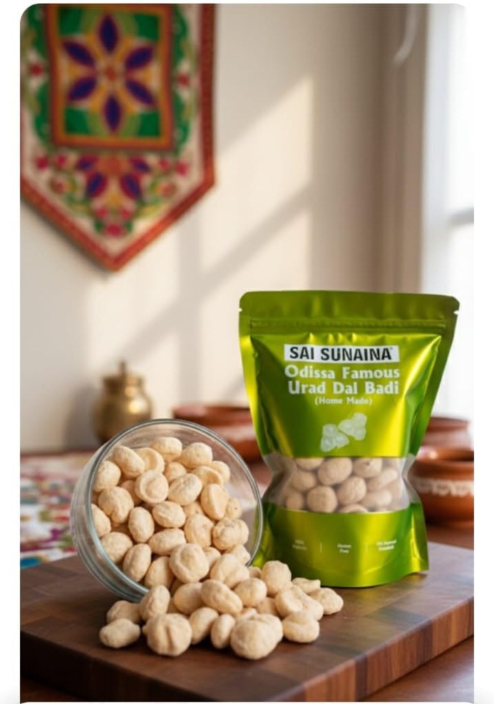 SAI SUNAINA Handmade Premium Urad Dal Bori 200g | BERHAMPUR Famous Traditional Urad Dal Badi |biri Badi |toor dal Vadi |Urad Bori (200gram)