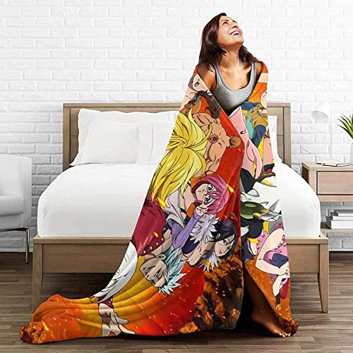 Throws Blankets Anime Seven Deadly Sins Characters Flannel Throw Blanket Super Soft Comfy Fluffy Warm Lightweight Fuzzy Fleece Blankets For All Season Women Teen Girls ,King(70"X90") #TOP1