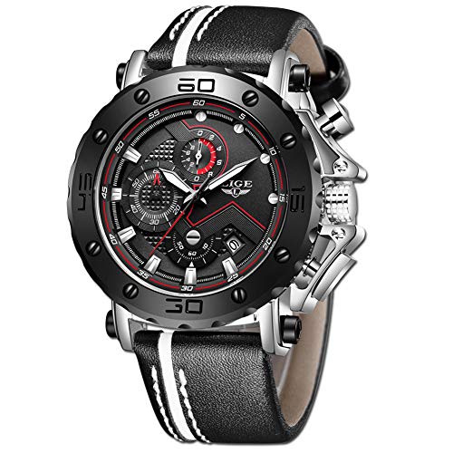 LIGE-Hombres-Relojes-Impermeable-Deportivo-Cronografo-Ocio-Moda-Analogico-de-Cuarzo-Reloj-Lujo-Militar-Cuero-Esfera-Grande-Reloj