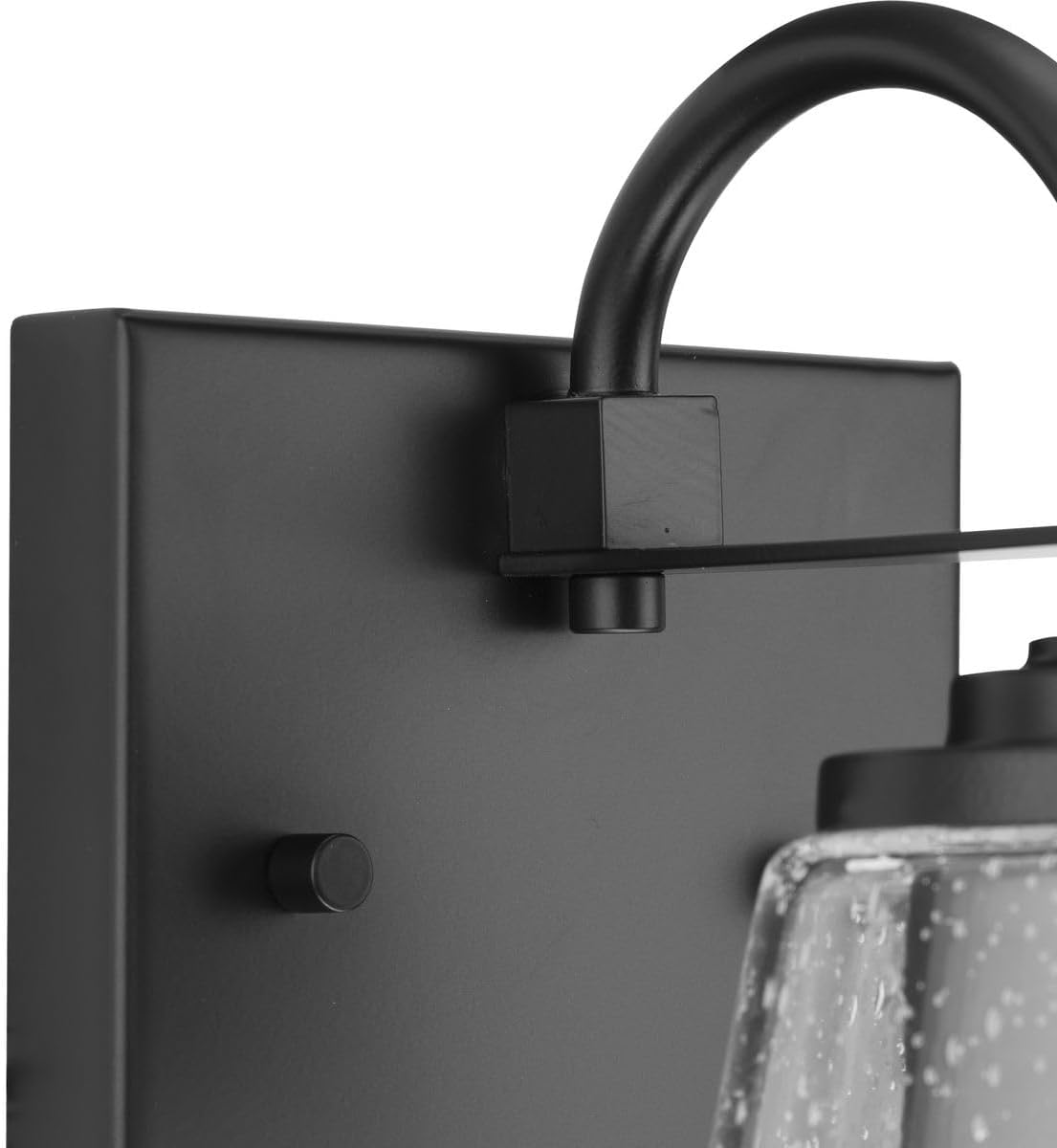 Progress Lighting Martenne 4.62 in. One-Light Matte Black Vanity Light with Seeded Glass Shade