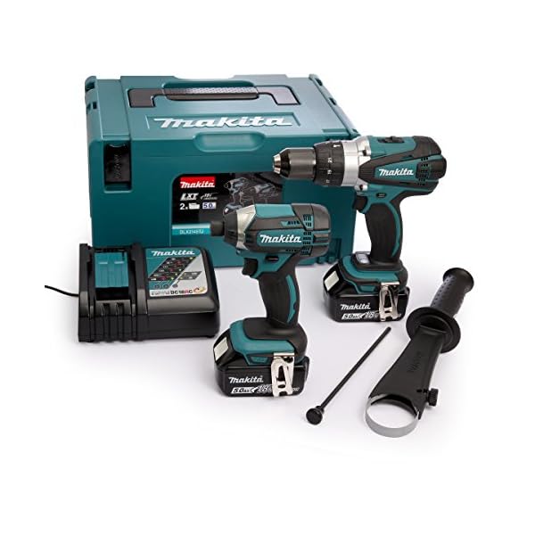 Makita 18 V 2 x 5 Ah Li-Ion Hammer Drill/Impact Driver Kit, 1 Stück, DLX2145TJ