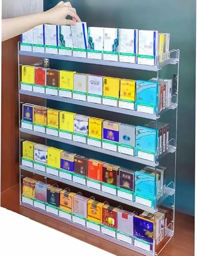 Étagères de présentation de cigarettes de magasin pour un comptoir de tabac moderne